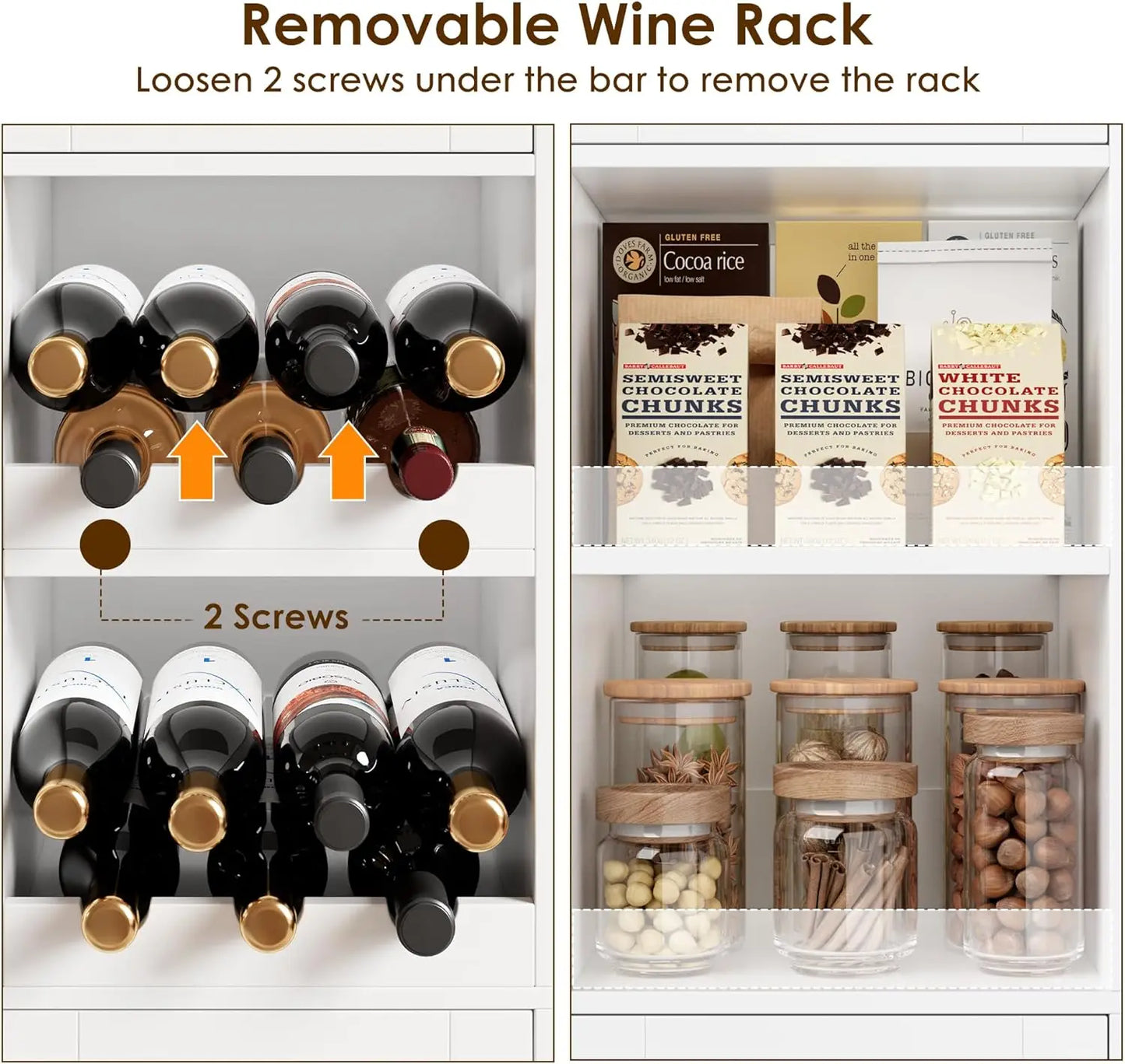 72" Tall Kitchen Pantry Storage Cabinet with Wine Rack