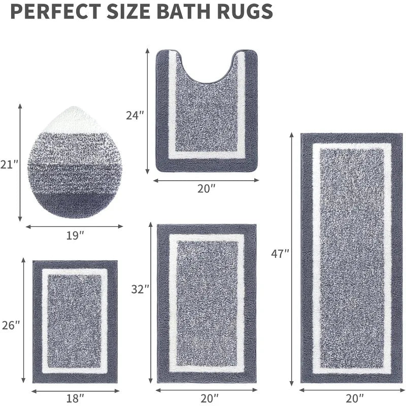 5-Piece, Non-Slip Dark Grey Bathroom Set