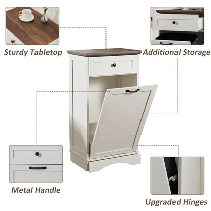 13 Gallons Tilt Out Trash Cabinet with Hideaway Drawer