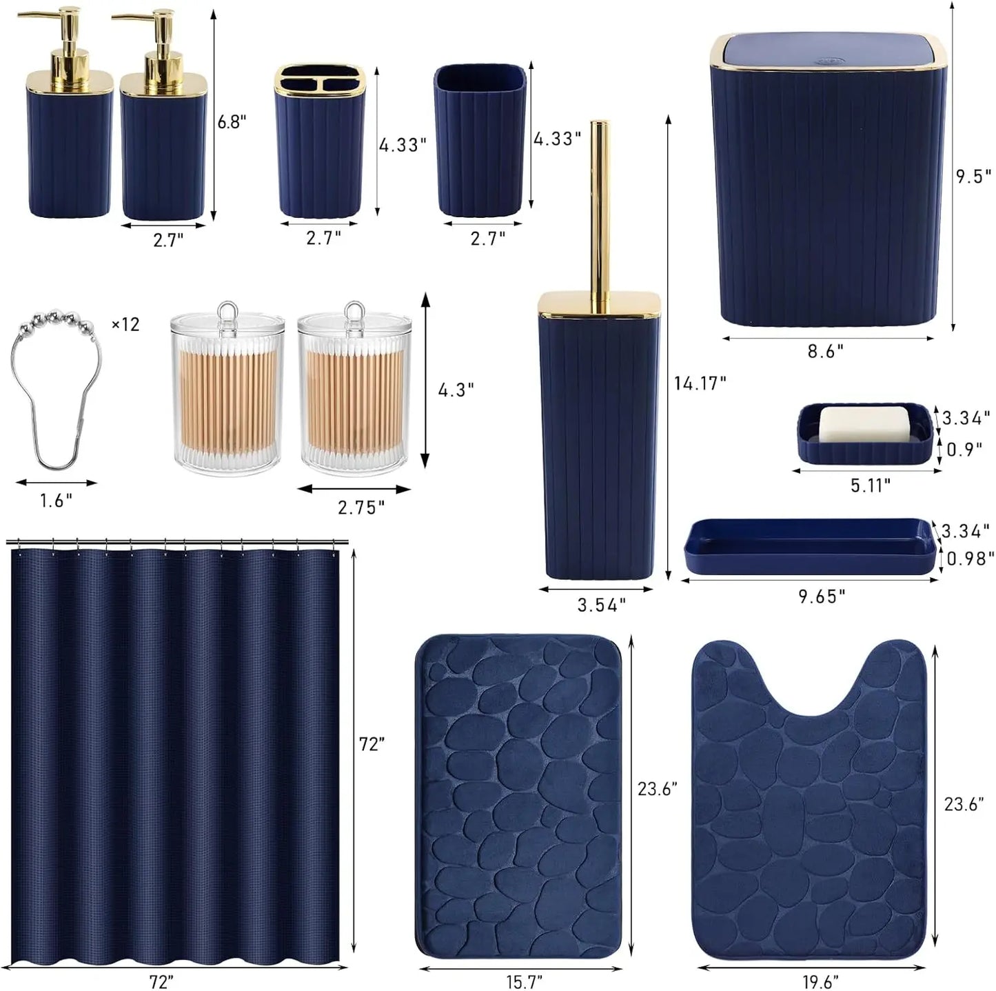 25-Piece Blue Bathroom Set with Shower Curtain