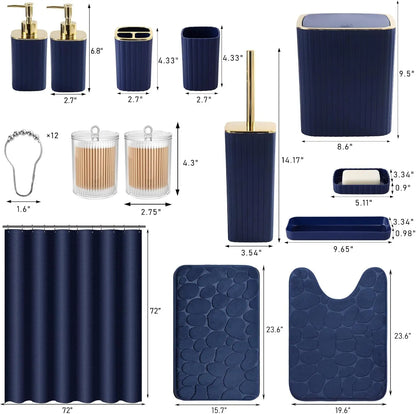 25-Piece Blue Bathroom Set with Shower Curtain