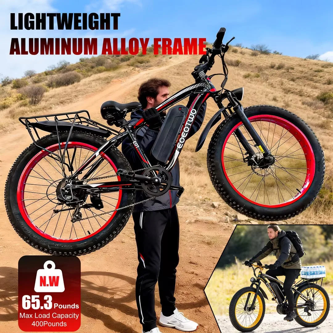 Electric Bike 26"x4.0 All Terrain 34MPH Mountain Bicycle