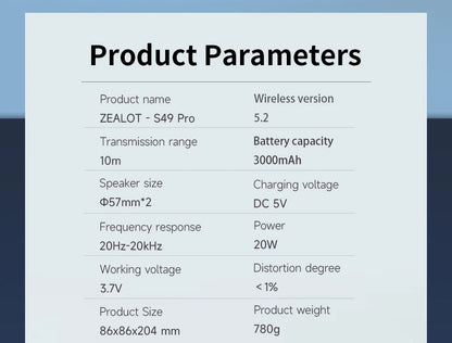 S49 pro Wireless Speaker, Outdoor Portable Subwoofer