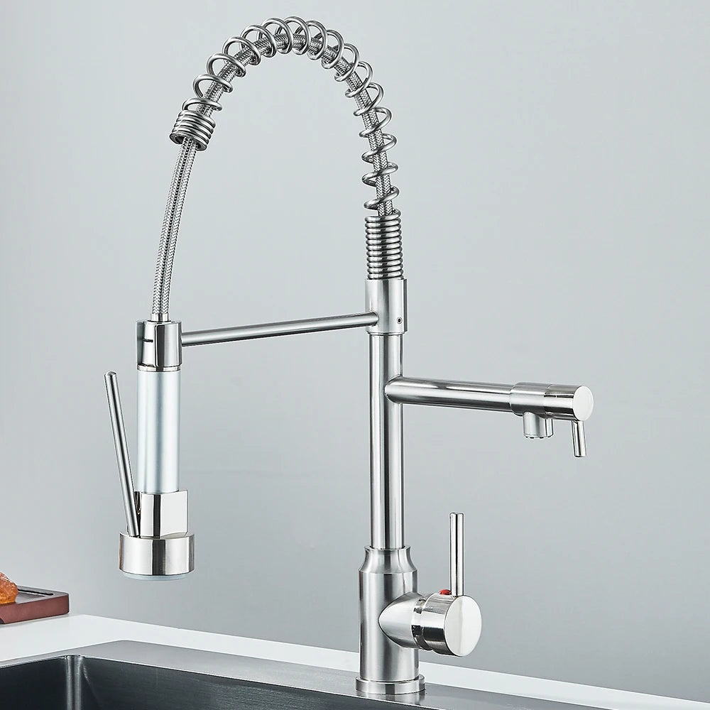 Pull Down Spring Kitchen Faucet Single Lever