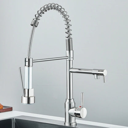Pull Down Spring Kitchen Faucet Single Lever