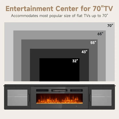 70-inch Floating TV Stand with Built-in Fireplace