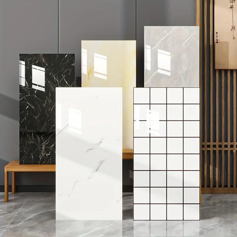 20/40pcs Glossy Marble Pattern Self-Adhesive Wall Panels