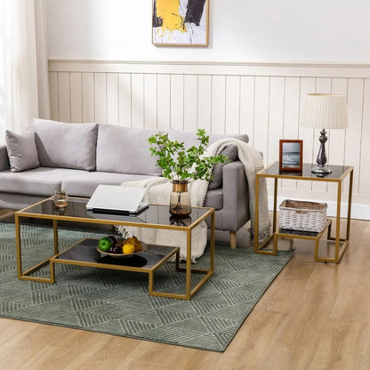 Simple Modern Glass 3-Piece Table Set