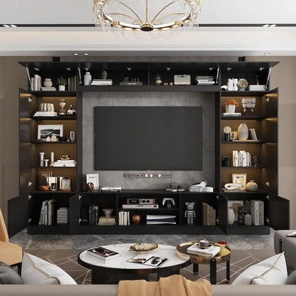 114" Large Wall Unit Entertainment Center with Bookshelves