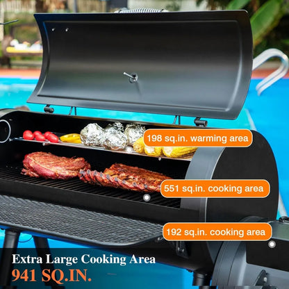 Heavy-Duty Charcoal Smoker Grill with Offset Smoker