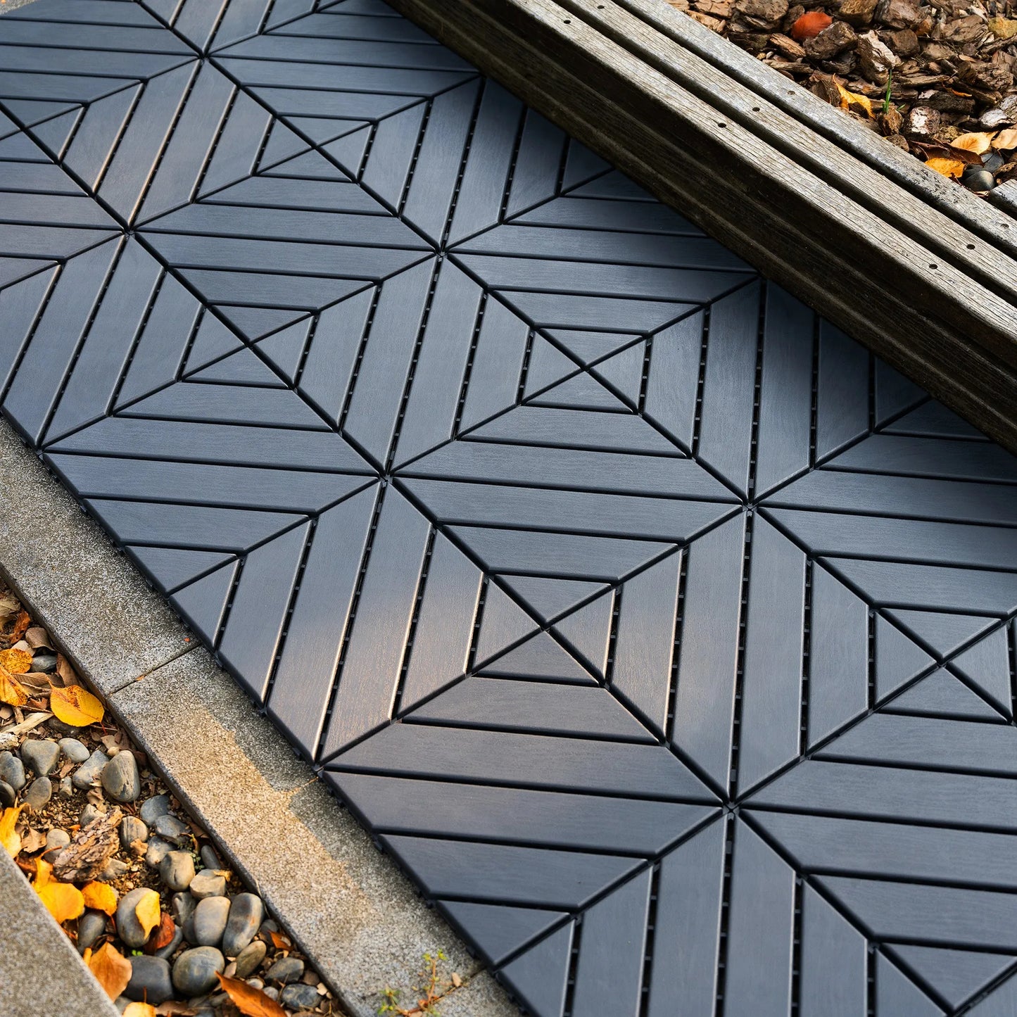 44 Pack 12" x 12" Square Waterproof Patio Interlocking Deck Tiles