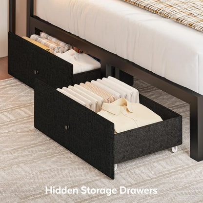 Contemporary Queen-Sized Corner Bed with Storage