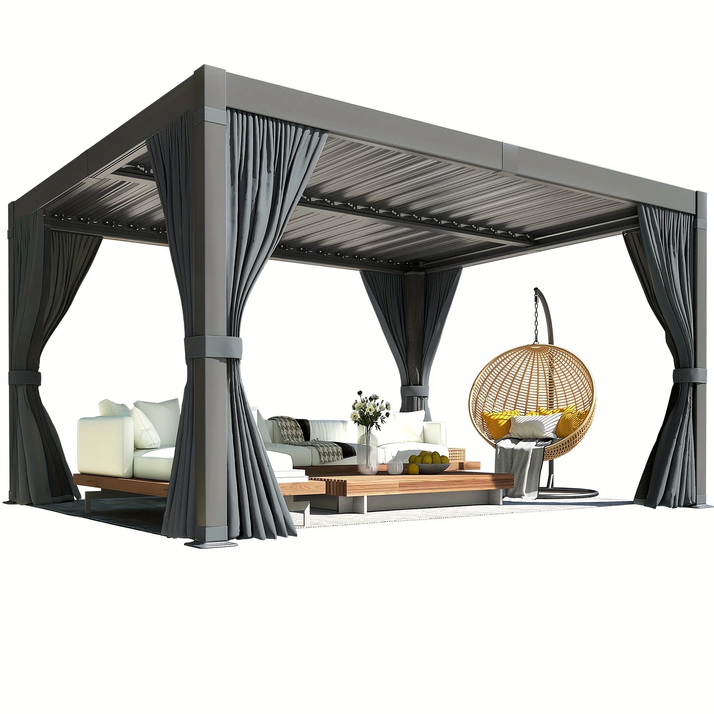 10x12FT Aluminum Adjustable Rust-Resistant Gazebo