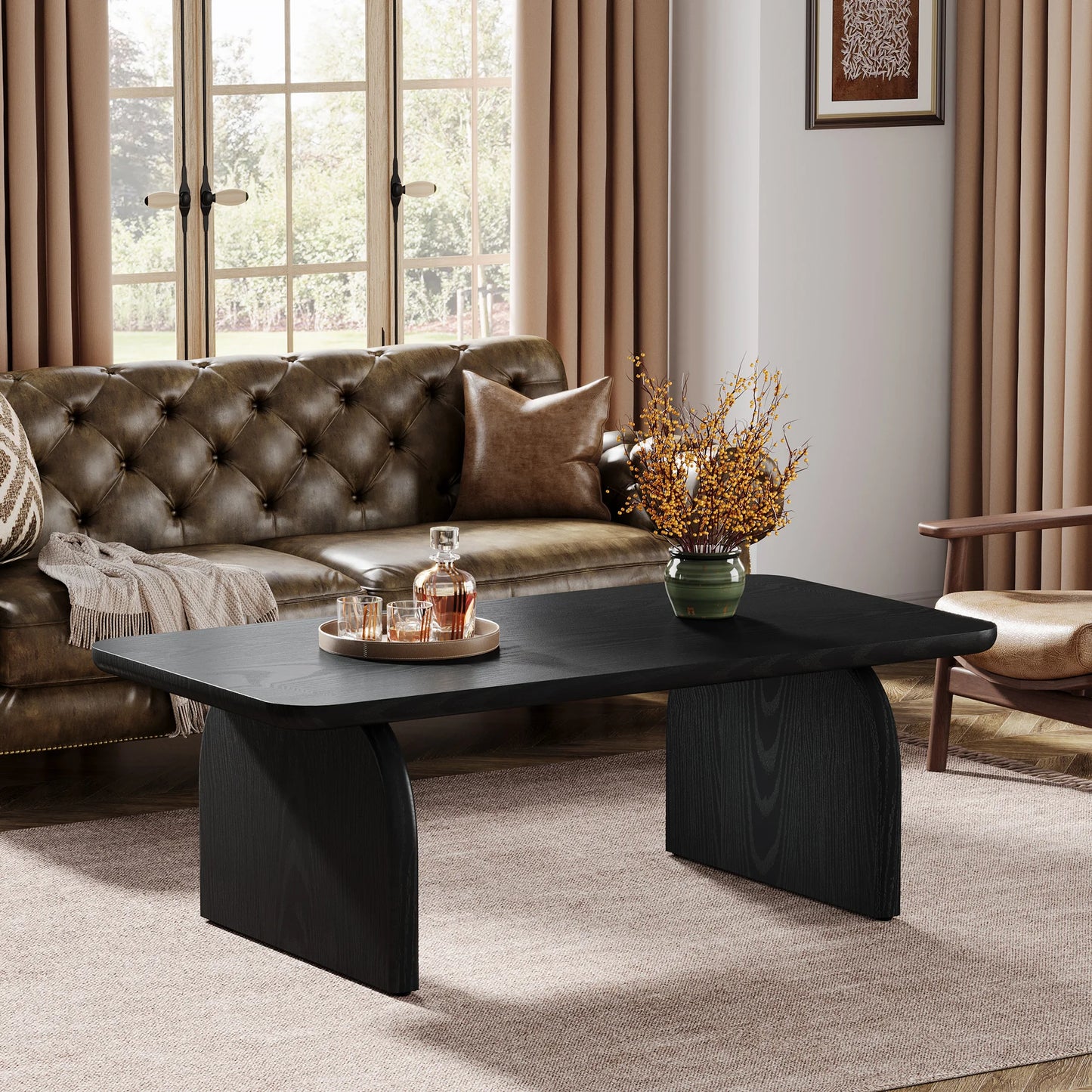 47.24-Inch Tribesigns Farmhouse Rectangular Coffee Table