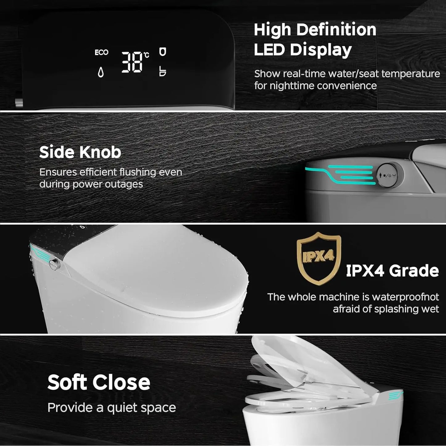 Bathrooms Toilets with Tankless 1.28GPF Dual Auto Flush