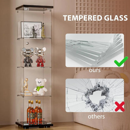 Glass Display Cabinet with Door and Lock