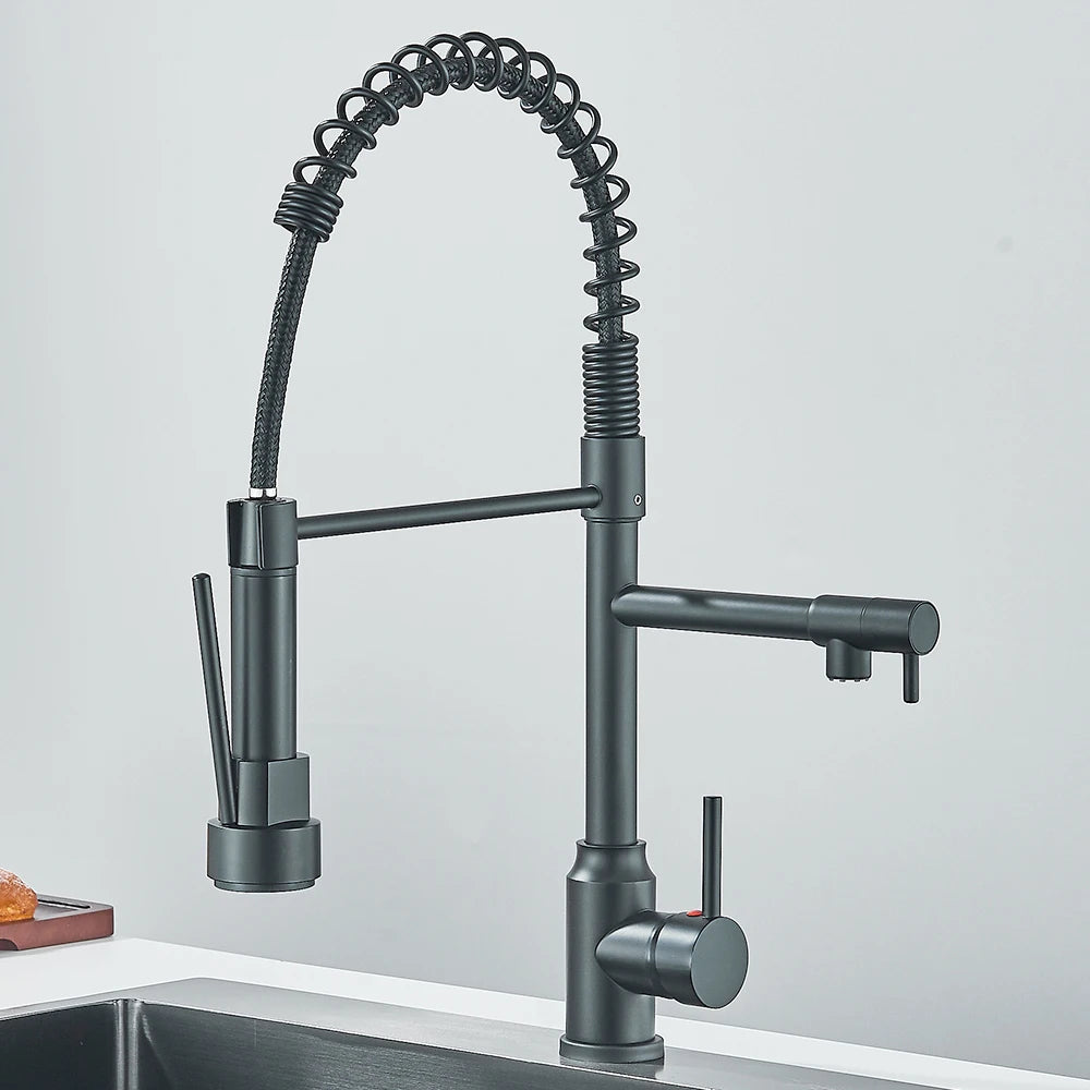 Pull Down Spring Kitchen Faucet Single Lever