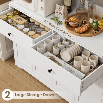 71" LED Kitchen Pantry Cabinet with Power Outlet