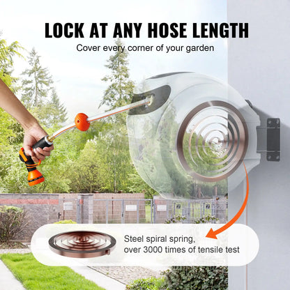130'x1/2" Retractable Hose Reel Water Hose Reel