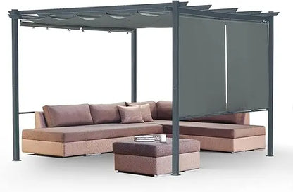 10 x 13 ft Outdoor Pergola with Retractable Shade Canopy