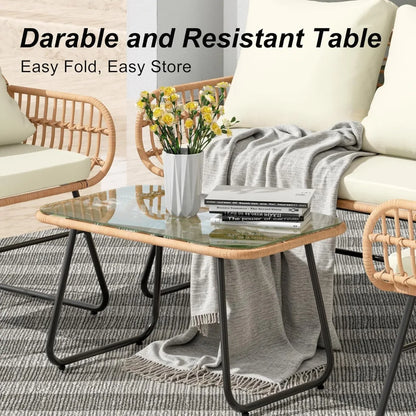 4-Piece Wicker Outdoor Patio Furniture Set with Cushions