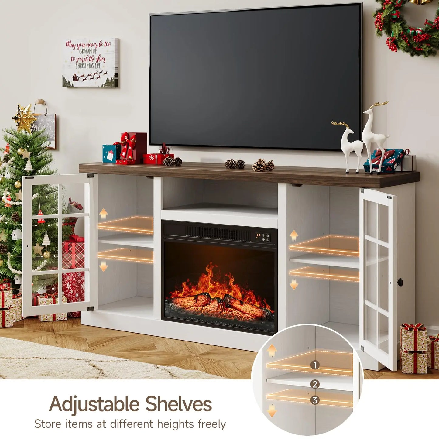 59-Inch TV Stand with 23-Inch Electric Fireplace