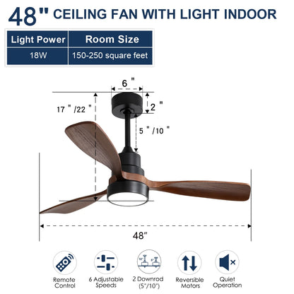 52 Inch 3 Blade Ceiling Fan with LED light