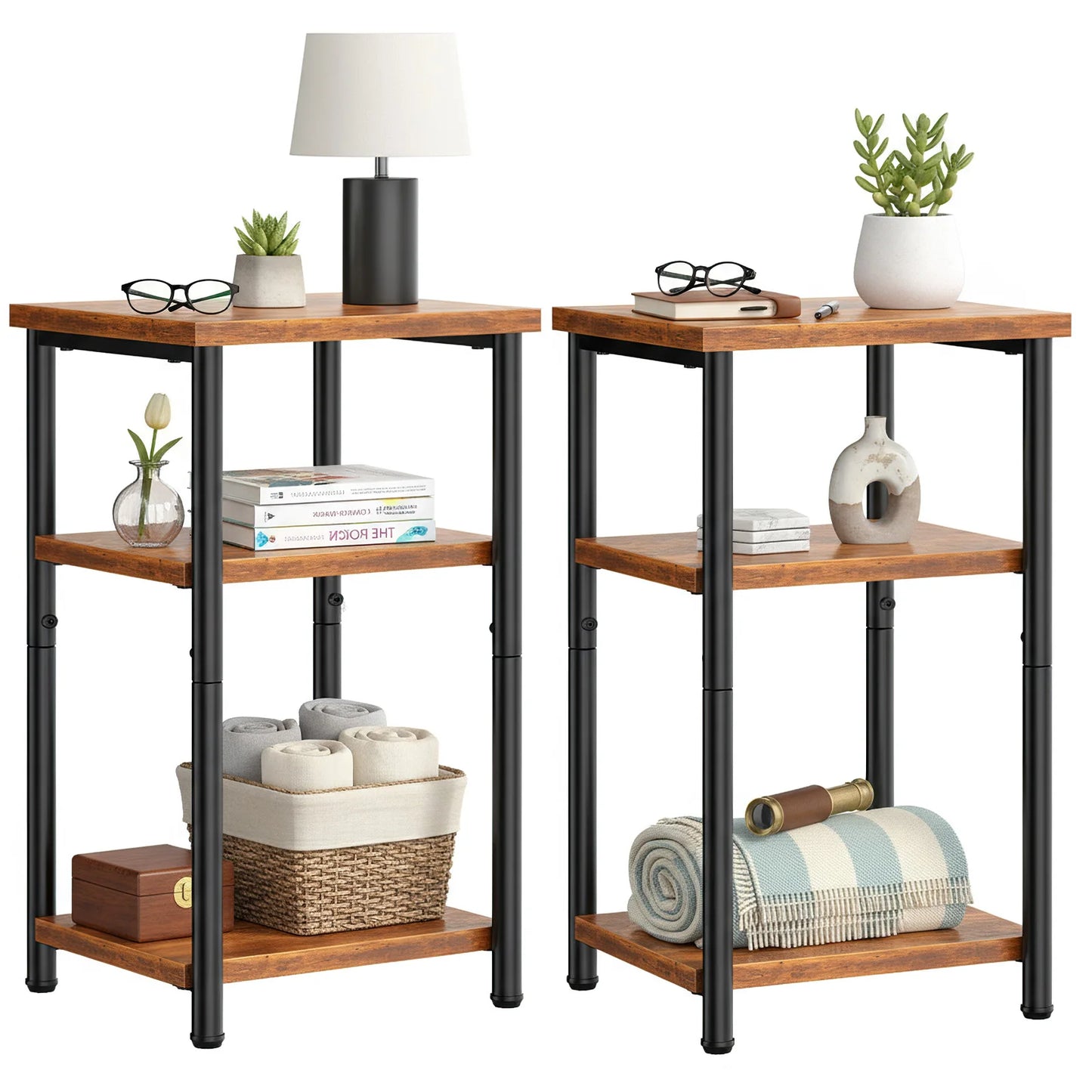 set of 2 End Table Set with Adjustable Feet