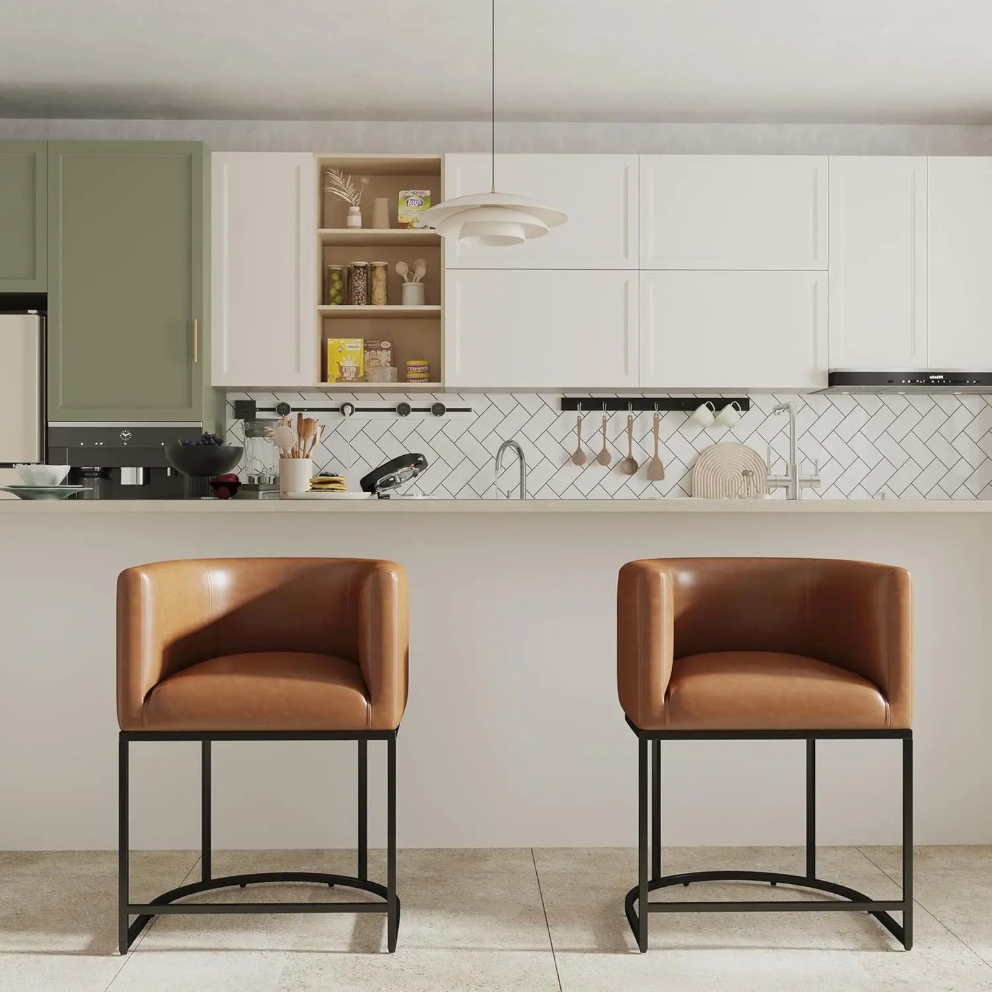 24" Leather Island Barstools