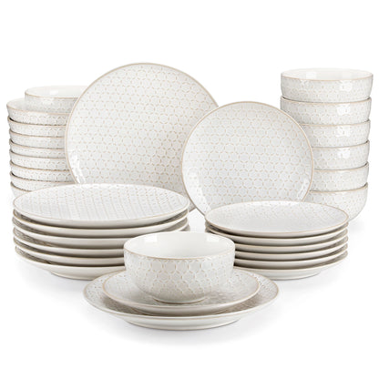 16/32 Piece Stoneware Plates Dinner Set.
