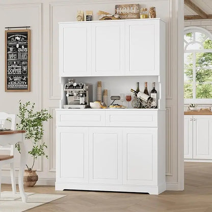 74" Tall Kitchen Pantry Cabinet with 6 Doors and 2 Drawers