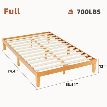 Solid Wood Bed Frame with Sturdy Slats