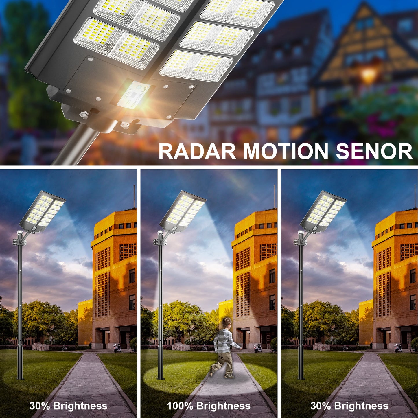 6000-watt solar streetlights with motion sensors