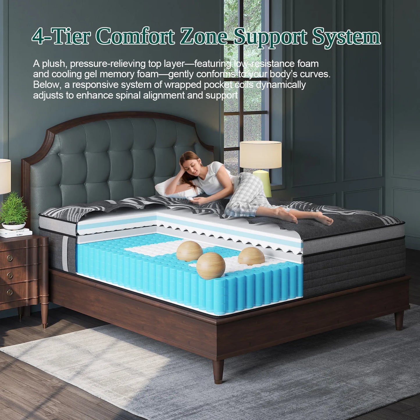 12"14" Gel Memory Foam Hybrid Pocket Spring Mattress