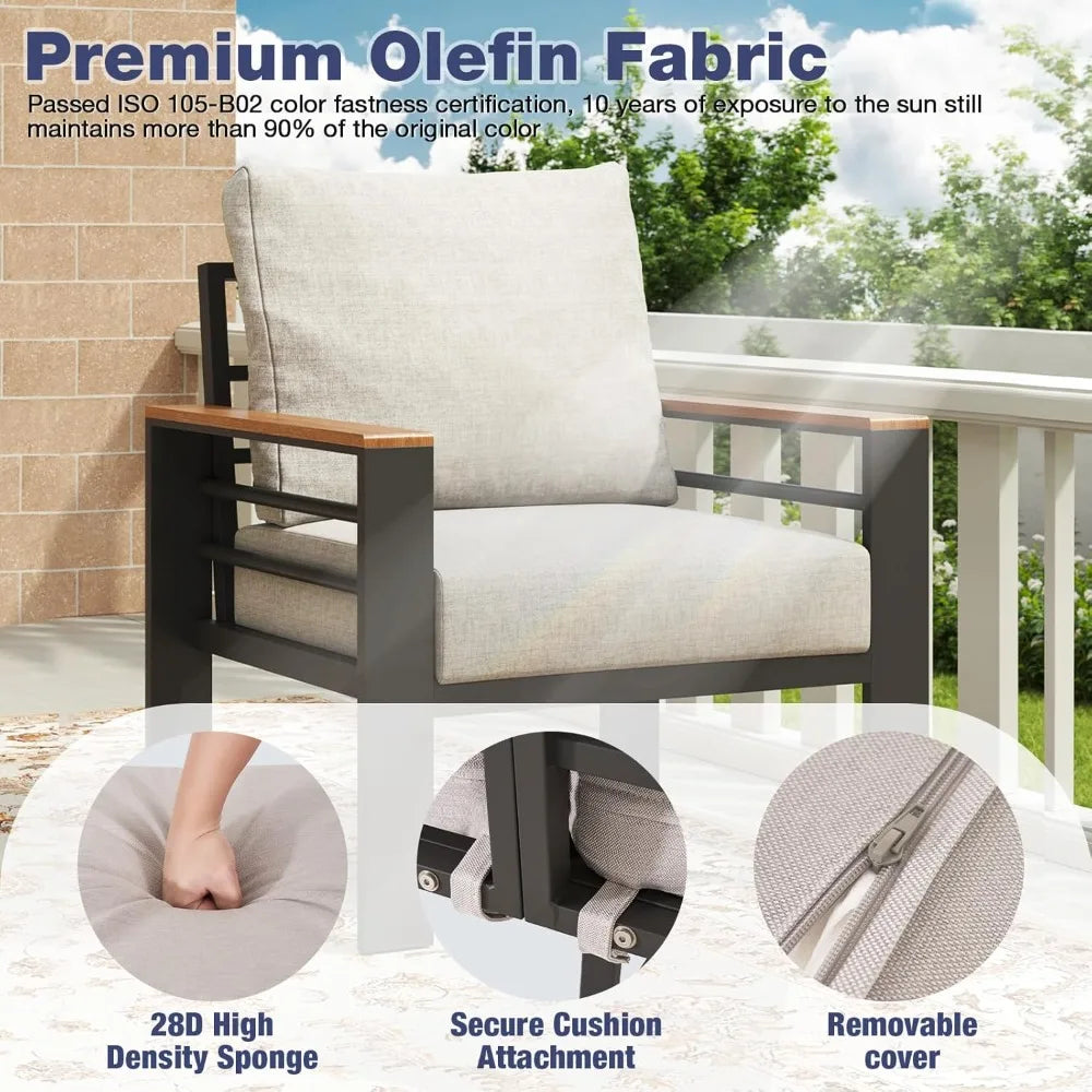 7 Seats, Aluminum Patio Furniture Set with Washable Thick Cushions