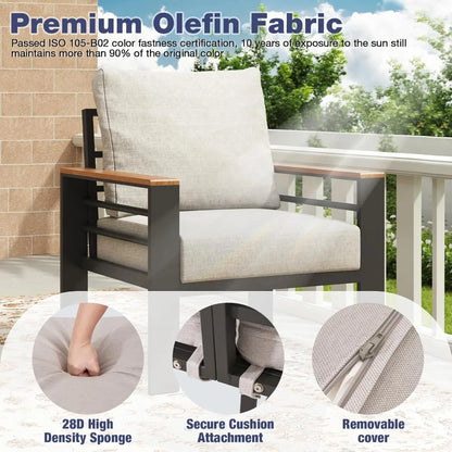 7 Seats, Aluminum Patio Furniture Set with Washable Thick Cushions