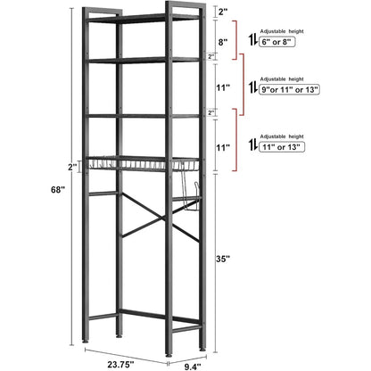 4-Tier Bathroom Organizer Shelf with Adjustable Shelf