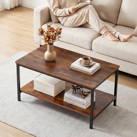 31IN Wood Coffee Table with Anti-Slip Feet