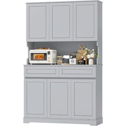 74" Tall Kitchen Pantry Cabinet with 6 Doors and 2 Drawers