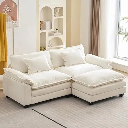 86" Modular Sectional Sofa with Ottoman Throw Pillows