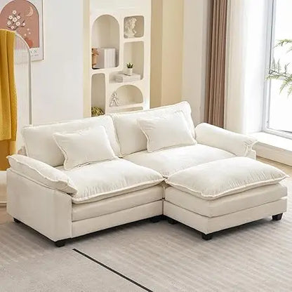 86" Modular Sectional Sofa with Ottoman Throw Pillows