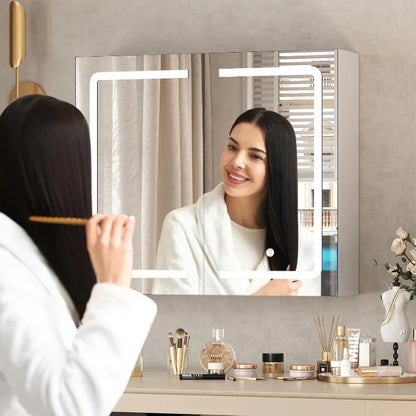27.6x23.62-inch Double Doors Wall Mounted Mirror Cabinet