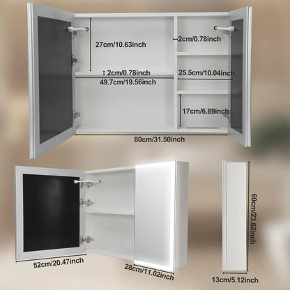 Fully Assembled 24x32 Inch Bathroom Mirror with Storage,