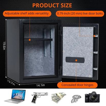 Fireproof and Waterproof Safe Box with Programmable Keypad
