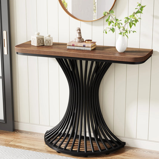 39-Inch Small Console Table with Metal Base