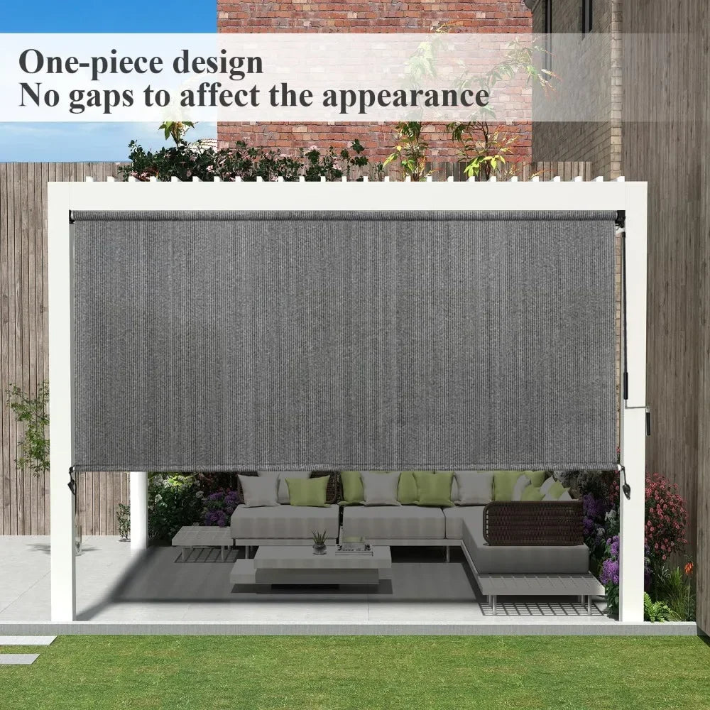 7' W X 8' L Exterior Outdoor Roller Shade with 95% UV Blocker