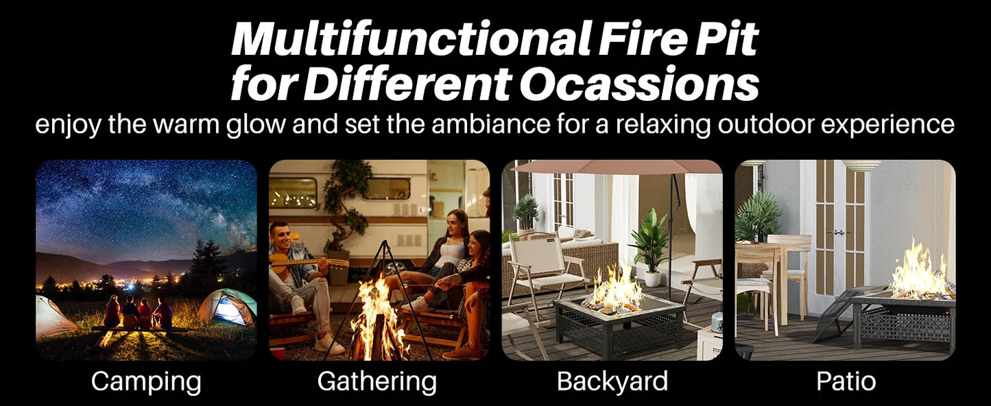 30 Inch, 3-in-1 Multipurpose Firepits for Yard, Garden, Patio