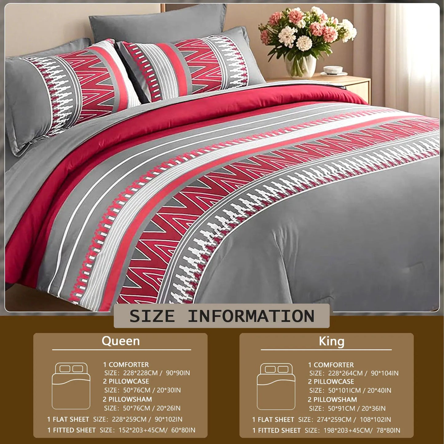 7-piece printed comforter set, suitable for all seasons