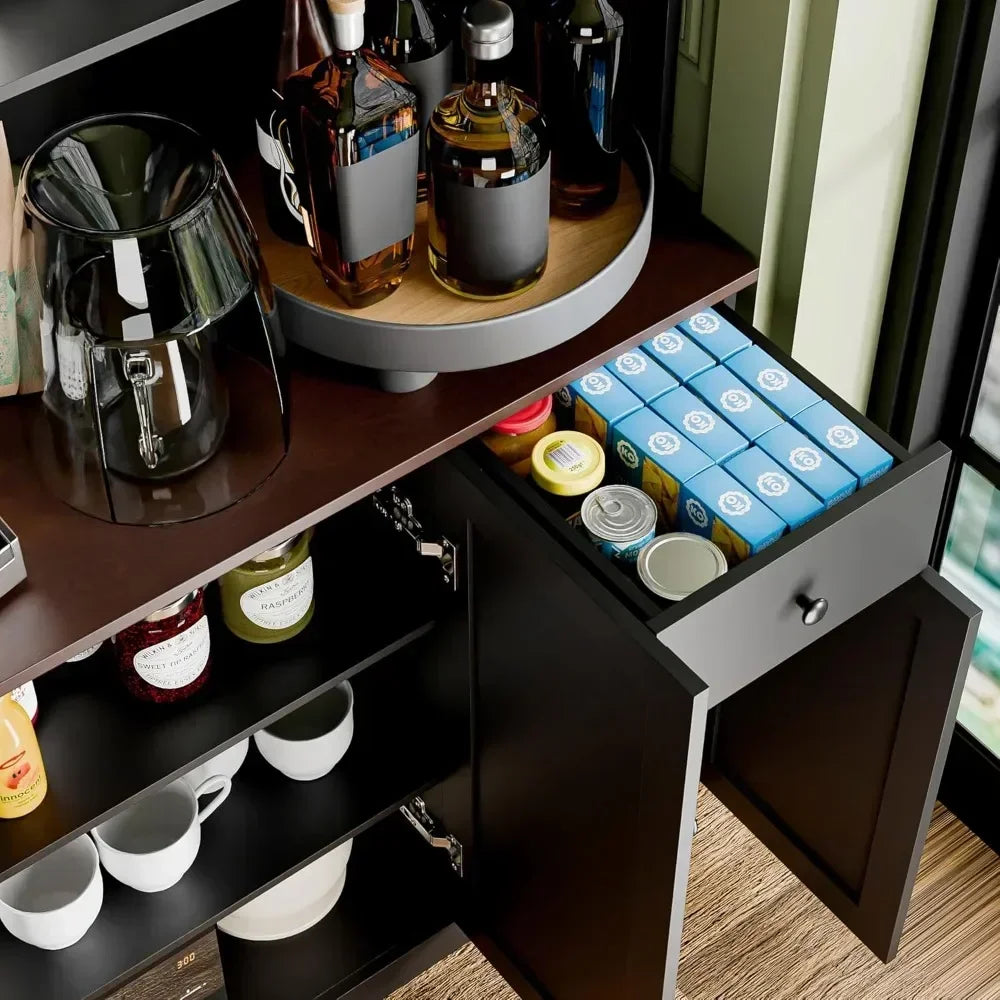 Tall Kitchen Pantry Cabinet with Microwave Shelf