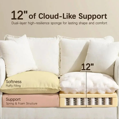 52" Loveseat L-Shaped Cloud Couch with Ottoman